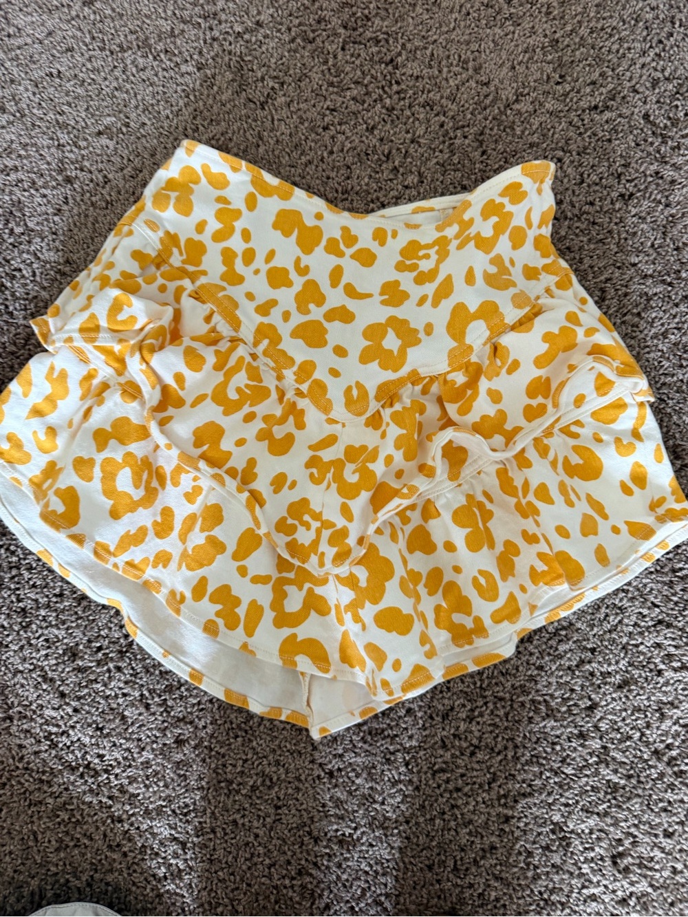 MOTHER Yellow and White Printed Ruffle Skirt